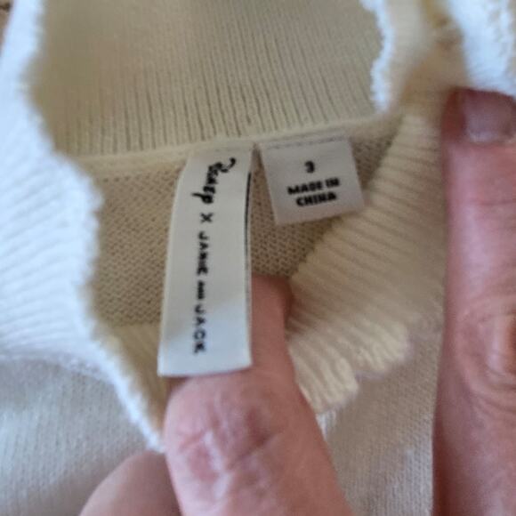 Janie and Jack Frozen Elsa Cream Mock Neck Peal Button Sweater sz 3 - Picture 4 of 5